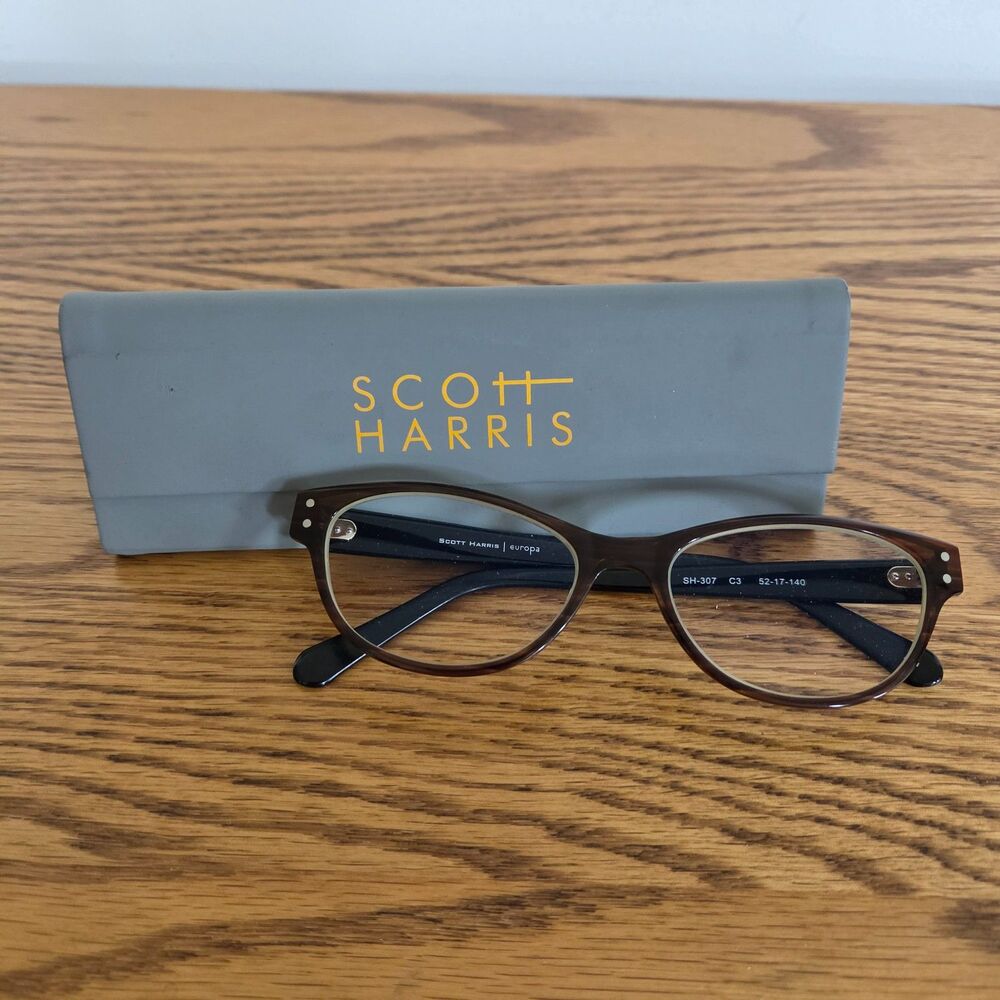 Scott Harris Europa SH-307 C3 Dark Tortoise Eyeglasses Frames w/ Case 52-17-140